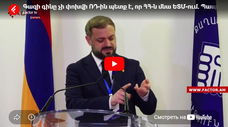 Գազի գինը չի փոխվի ՌԴ-ին պետք է, որ ՀՀ-ն մնա ԵՏՄ-ում. Պապոյան